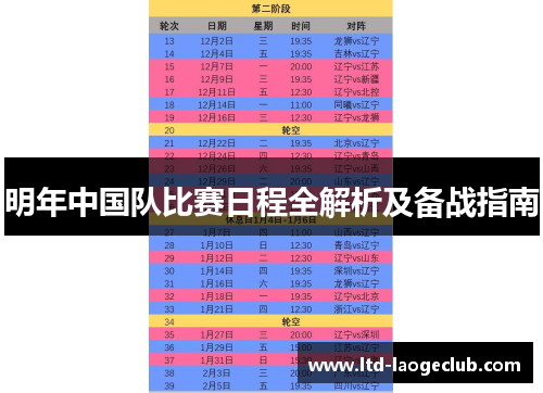明年中国队比赛日程全解析及备战指南 明年中国队比赛日程全解析及备战指南