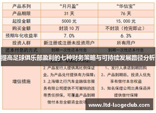 提高足球俱乐部盈利的七种财务策略与可持续发展路径分析 提高足球俱乐部盈利的七种财务策略与可持续发展路径分析
